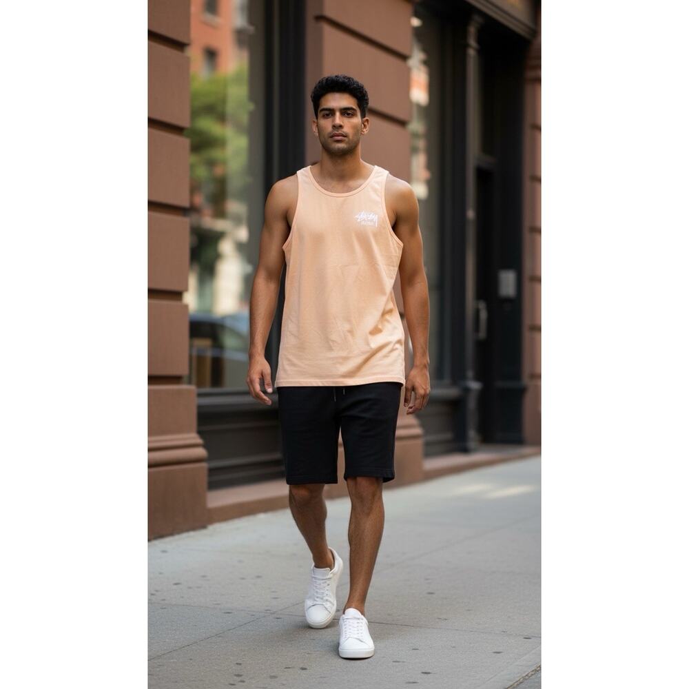 Stussy Madrid Archive Tank Top Size L Peach Tank Top (Tag Is Cut)